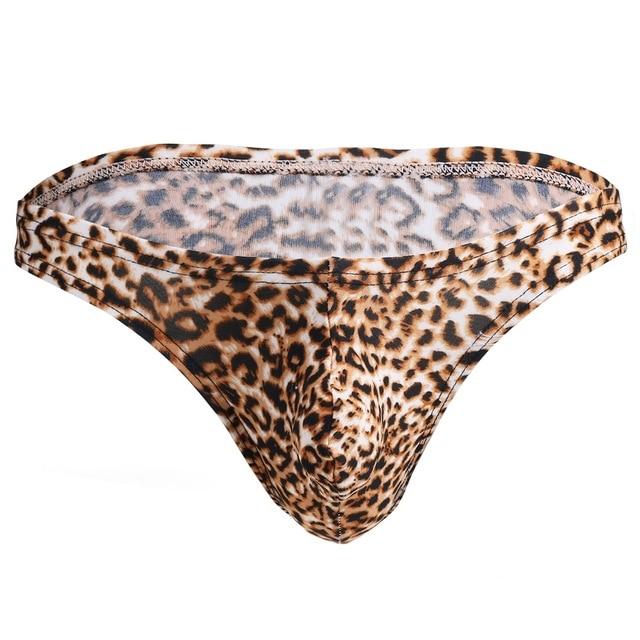 Men Gay Swimwear Bikini Thong Gay Underwear Swimming Suit  Lingerie Underpants Leopard Print Briefs Shorts Male Panties Swimsuit