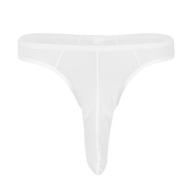 Swimwear Men Swimsuit Gay Underwear Thong Bikinis Briefs Lingerie Silky Long Sheath Elephant Nose Pouch T-back Male Underpants