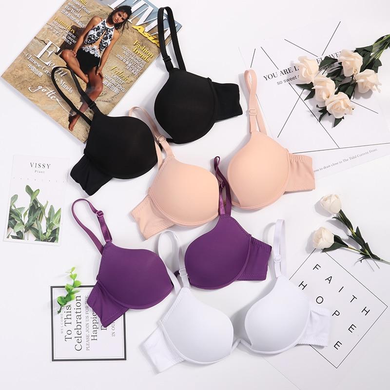 New Hot Sexy Bra Push Up U Plunge Bra Of Underwear Women D Cup Seamless Half Cup Bra And Brief Dress Lingerie Halter Solid Black