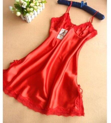 Ladies Sexy Silk Satin Night Dress Sleeveless Nighties V-neck Nightgown Free Size Nightdress Lace Sleepwear Nightwear For Women