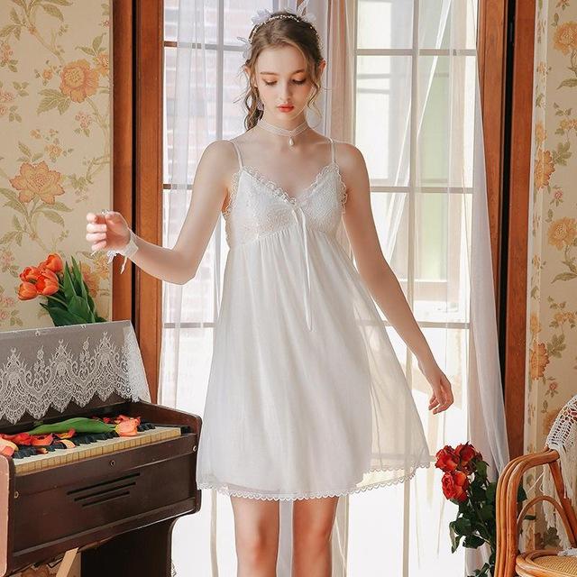 Nighty For Ladies Women Home Dress  White Nightgown 1362