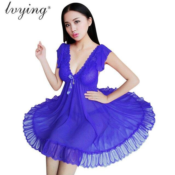 Sexy Lace Women Pyjamas Plus Size Nightgown Night Dress Sleepshirt Female Lingerie Nighty Sleepwear Nightwear Nightshirt Pyjama