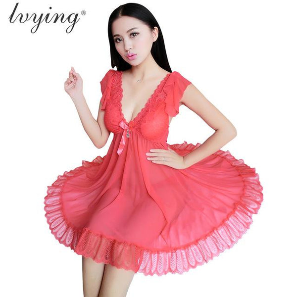 Sexy Lace Women Pyjamas Plus Size Nightgown Night Dress Sleepshirt Female Lingerie Nighty Sleepwear Nightwear Nightshirt Pyjama