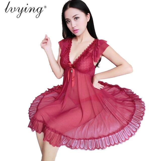 Sexy Lace Women Pyjamas Plus Size Nightgown Night Dress Sleepshirt Female Lingerie Nighty Sleepwear Nightwear Nightshirt Pyjama