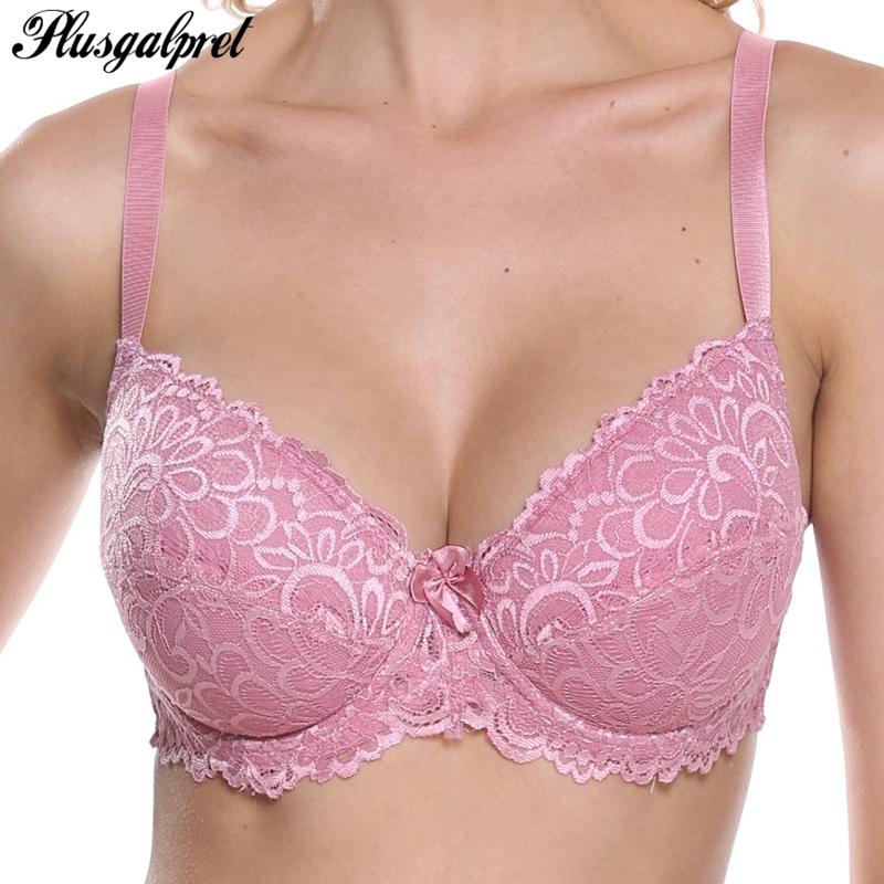 Plusgalpret Lager Bosom Lace Summer Bra for Womens Sexy Lingerie Underwire Cotton Lined Floral Bralette Plus Size Brassiere Top