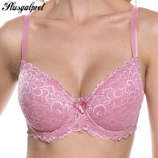 Plusgalpret Lager Bosom Lace Summer Bra for Womens Sexy Lingerie Underwire Cotton Lined Floral Bralette Plus Size Brassiere Top