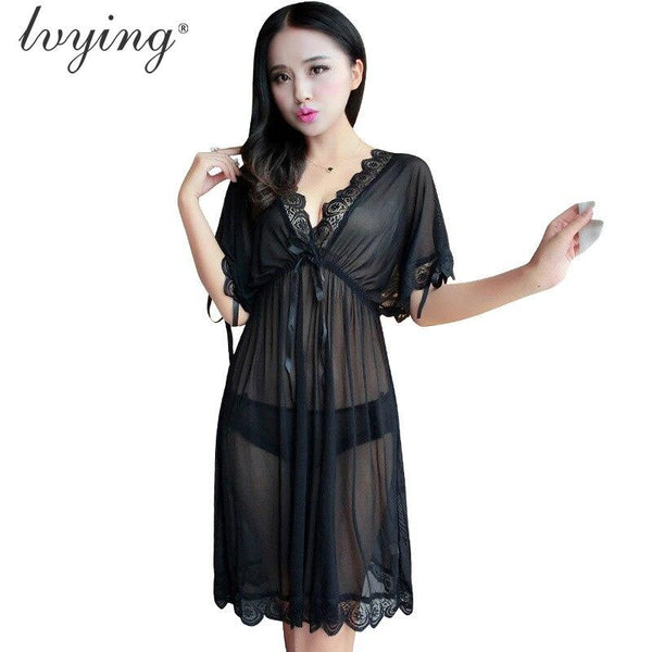 Plus Size Women Pyjama Sexy Lace Night Dress Female Lingerie Nightgown Nightwear Sleepwear Pyjamas Nighty Nightdress Night Gown