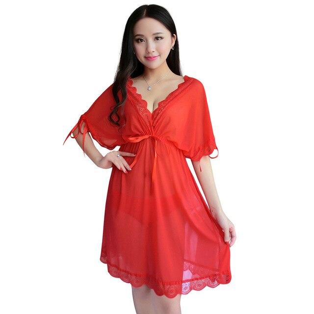 Plus Size Women Pyjama Sexy Lace Night Dress Female Lingerie Nightgown Nightwear Sleepwear Pyjamas Nighty Nightdress Night Gown