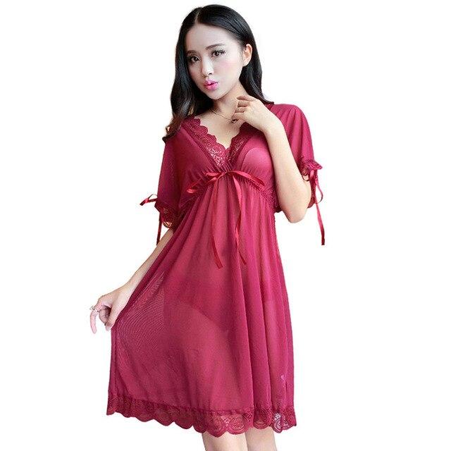 Plus Size Women Pyjama Sexy Lace Night Dress Female Lingerie Nightgown Nightwear Sleepwear Pyjamas Nighty Nightdress Night Gown