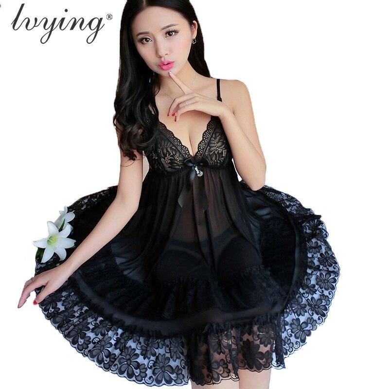 Plus Size Women Pyjama Sexy Lace Nightgown Night Dress Sleepwear Female Lingerie Nightwear Nighty Pyjamas Nightie Night Gown