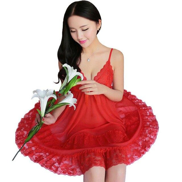 Plus Size Women Pyjama Sexy Lace Nightgown Night Dress Sleepwear Female Lingerie Nightwear Nighty Pyjamas Nightie Night Gown