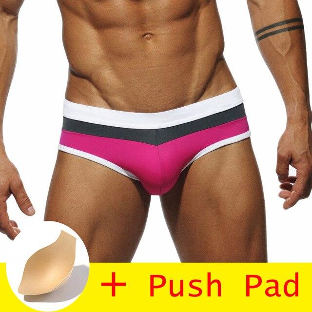 Flamingo Mens Swim Briefs With Pad Swimwear Men Sexy Swimming Trunks Sunga Swimsuit Beach Shorts Mayo De Praia Homens Maillot
