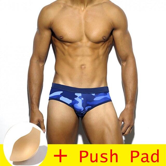 Flamingo Mens Swim Briefs With Pad Swimwear Men Sexy Swimming Trunks Sunga Swimsuit Beach Shorts Mayo De Praia Homens Maillot