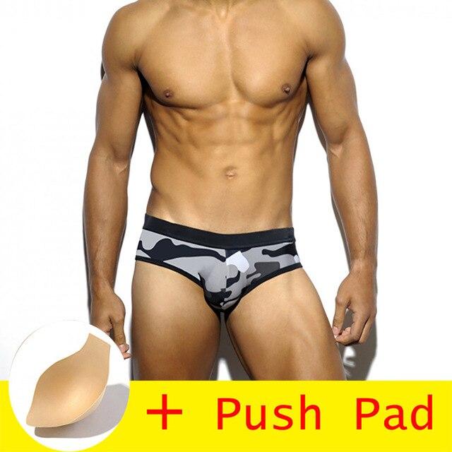 Flamingo Mens Swim Briefs With Pad Swimwear Men Sexy Swimming Trunks Sunga Swimsuit Beach Shorts Mayo De Praia Homens Maillot