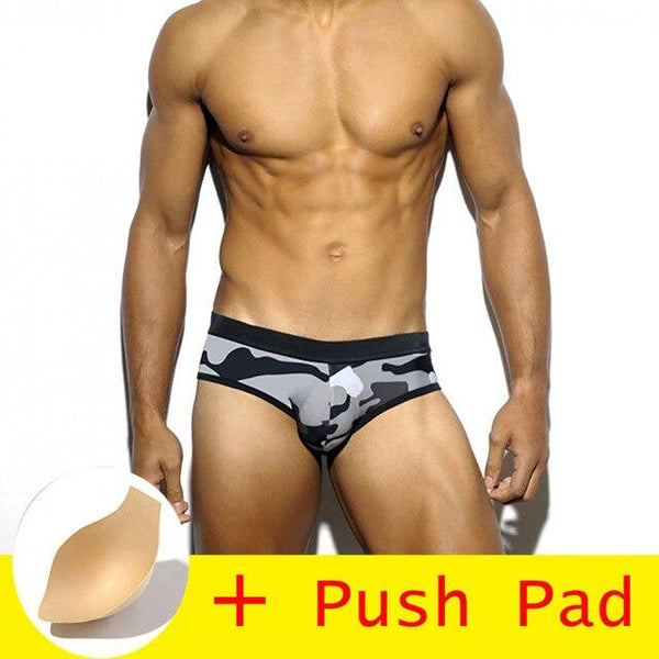 Flamingo Mens Swim Briefs With Pad Swimwear Men Sexy Swimming Trunks Sunga Swimsuit Beach Shorts Mayo De Praia Homens Maillot