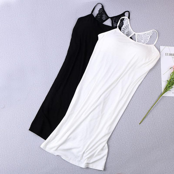 Summer New Modal Basic Home Dress Ladies Casual Sleepwear Negligee Sexy Spaghetti Strap Nightgown Nighty Lace Intimate Lingerie