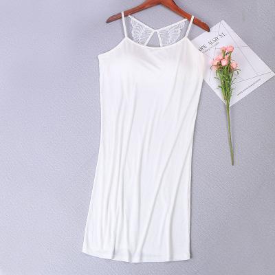 Summer New Modal Basic Home Dress Ladies Casual Sleepwear Negligee Sexy Spaghetti Strap Nightgown Nighty Lace Intimate Lingerie