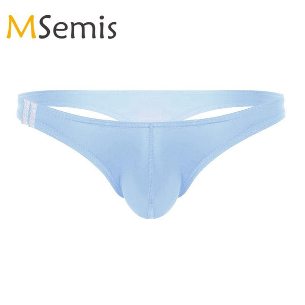 Mens Swimwear Male Underwear for Swimming Lingerie Smooth Ice Silk Elastic Low Rise Bulge Pouch T-Back Thongs Bikini Briefs