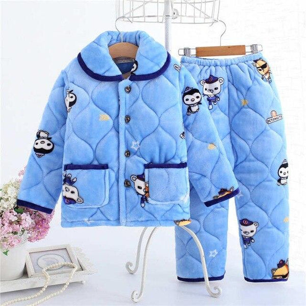 pijama infantil Kids clothes Winter Pajama sets Thicken Pijama set Baby Pajamas Children quilt flannel sleepwear Infant pajamas