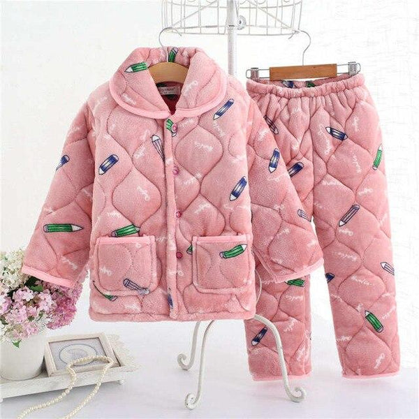 pijama infantil Kids clothes Winter Pajama sets Thicken Pijama set Baby Pajamas Children quilt flannel sleepwear Infant pajamas