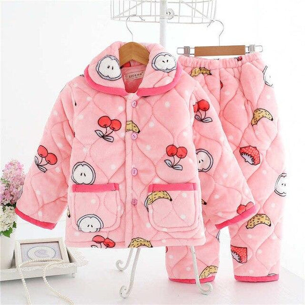pijama infantil Kids clothes Winter Pajama sets Thicken Pijama set Baby Pajamas Children quilt flannel sleepwear Infant pajamas