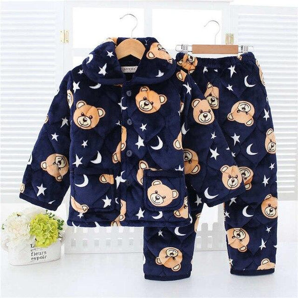 pijama infantil Kids clothes Winter Pajama sets Thicken Pijama set Baby Pajamas Children quilt flannel sleepwear Infant pajamas
