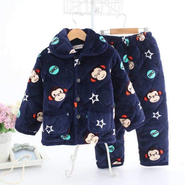 pijama infantil Kids clothes Winter Pajama sets Thicken Pijama set Baby Pajamas Children quilt flannel sleepwear Infant pajamas
