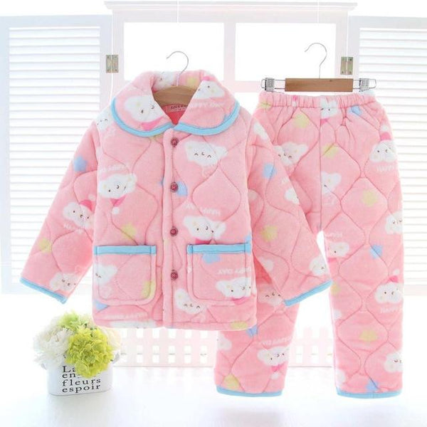 pijama infantil Kids clothes Winter Pajama sets Thicken Pijama set Baby Pajamas Children quilt flannel sleepwear Infant pajamas