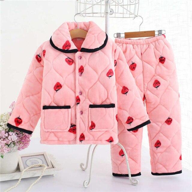 pijama infantil Kids clothes Winter Pajama sets Thicken Pijama set Baby Pajamas Children quilt flannel sleepwear Infant pajamas