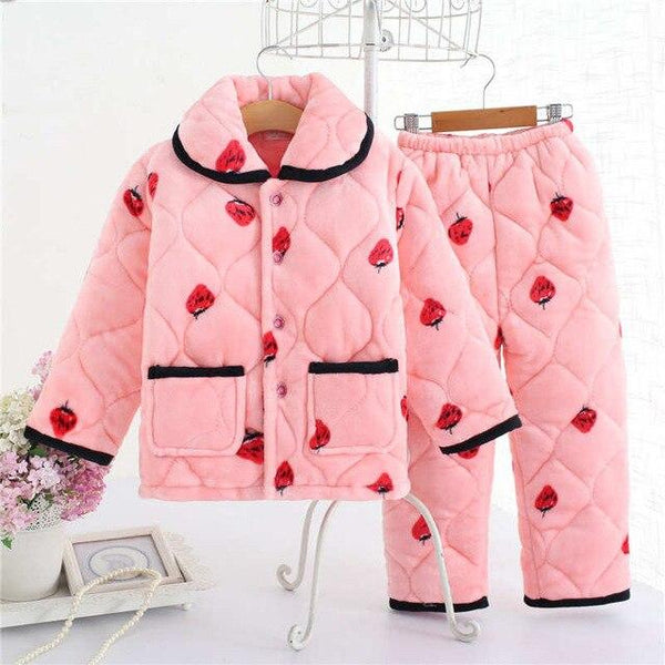 pijama infantil Kids clothes Winter Pajama sets Thicken Pijama set Baby Pajamas Children quilt flannel sleepwear Infant pajamas