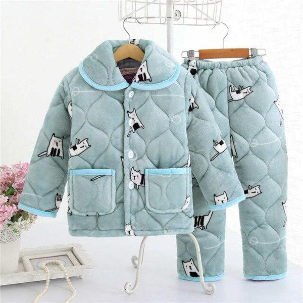 pijama infantil Kids clothes Winter Pajama sets Thicken Pijama set Baby Pajamas Children quilt flannel sleepwear Infant pajamas