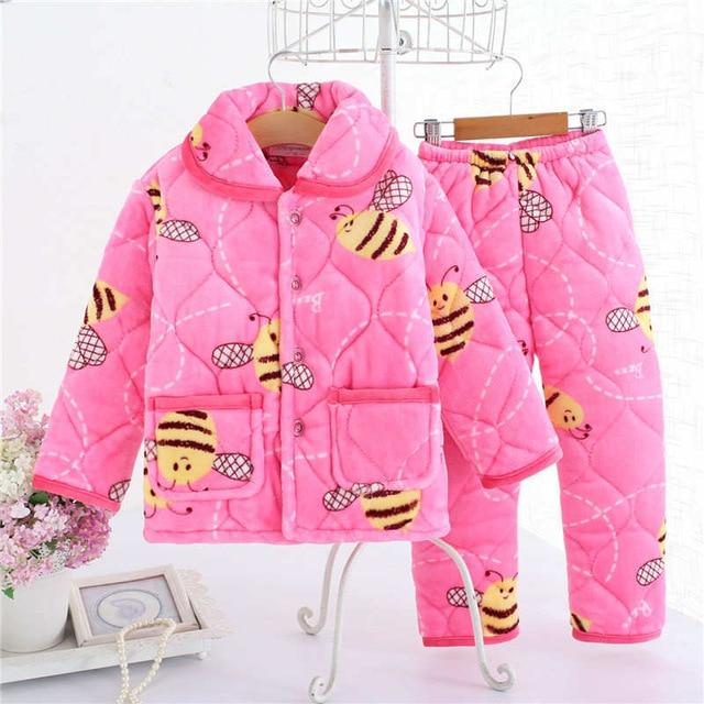 pijama infantil Kids clothes Winter Pajama sets Thicken Pijama set Baby Pajamas Children quilt flannel sleepwear Infant pajamas