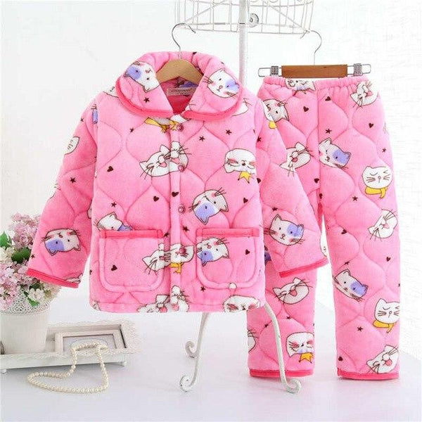 pijama infantil Kids clothes Winter Pajama sets Thicken Pijama set Baby Pajamas Children quilt flannel sleepwear Infant pajamas