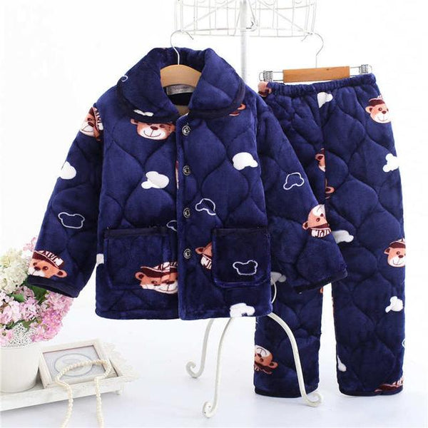 pijama infantil Kids clothes Winter Pajama sets Thicken Pijama set Baby Pajamas Children quilt flannel sleepwear Infant pajamas
