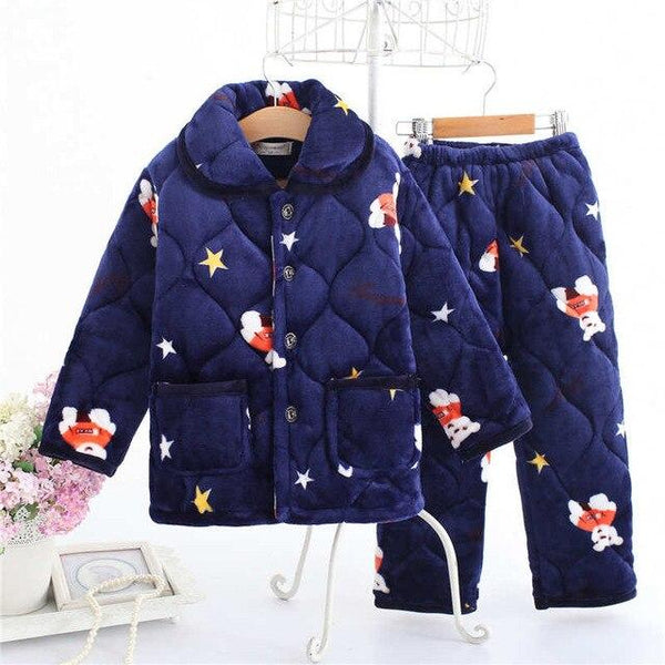 pijama infantil Kids clothes Winter Pajama sets Thicken Pijama set Baby Pajamas Children quilt flannel sleepwear Infant pajamas