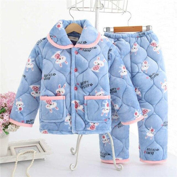 pijama infantil Kids clothes Winter Pajama sets Thicken Pijama set Baby Pajamas Children quilt flannel sleepwear Infant pajamas