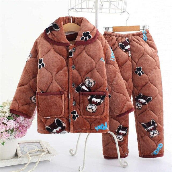 pijama infantil Kids clothes Winter Pajama sets Thicken Pijama set Baby Pajamas Children quilt flannel sleepwear Infant pajamas