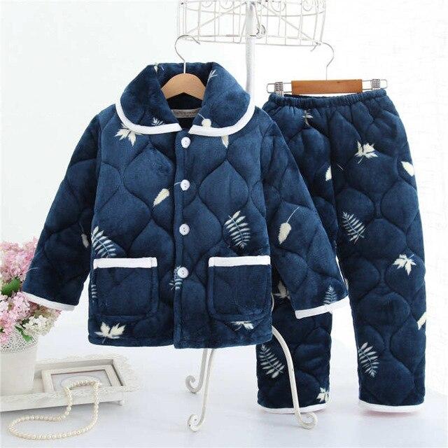 pijama infantil Kids clothes Winter Pajama sets Thicken Pijama set Baby Pajamas Children quilt flannel sleepwear Infant pajamas