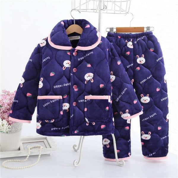 pijama infantil Kids clothes Winter Pajama sets Thicken Pijama set Baby Pajamas Children quilt flannel sleepwear Infant pajamas