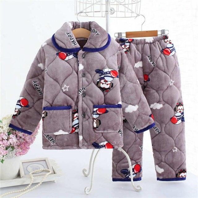 pijama infantil Kids clothes Winter Pajama sets Thicken Pijama set Baby Pajamas Children quilt flannel sleepwear Infant pajamas
