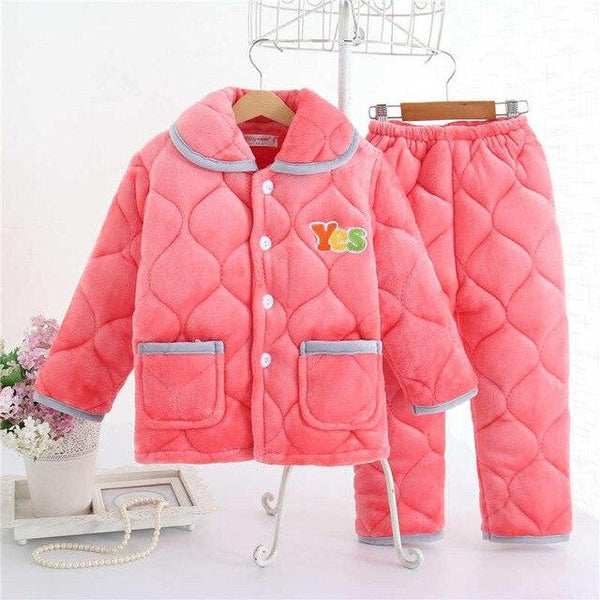 pijama infantil Kids clothes Winter Pajama sets Thicken Pijama set Baby Pajamas Children quilt flannel sleepwear Infant pajamas