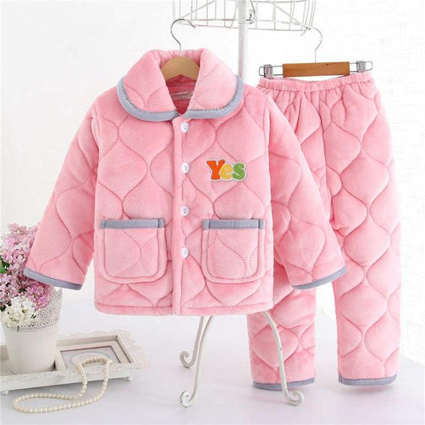 pijama infantil Kids clothes Winter Pajama sets Thicken Pijama set Baby Pajamas Children quilt flannel sleepwear Infant pajamas