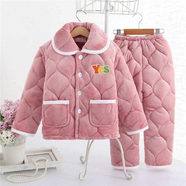 pijama infantil Kids clothes Winter Pajama sets Thicken Pijama set Baby Pajamas Children quilt flannel sleepwear Infant pajamas