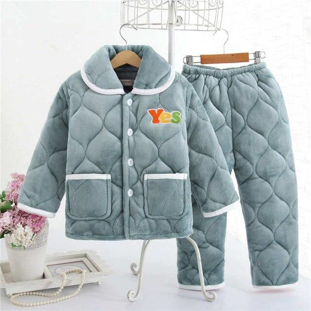 pijama infantil Kids clothes Winter Pajama sets Thicken Pijama set Baby Pajamas Children quilt flannel sleepwear Infant pajamas