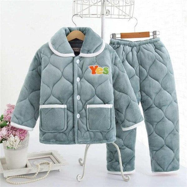 pijama infantil Kids clothes Winter Pajama sets Thicken Pijama set Baby Pajamas Children quilt flannel sleepwear Infant pajamas