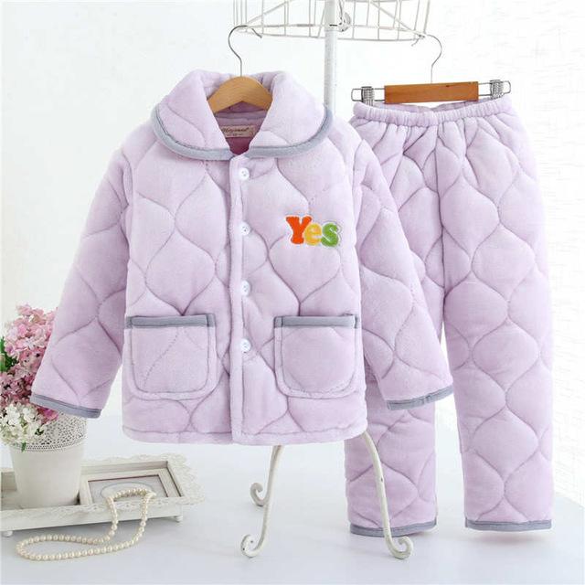 pijama infantil Kids clothes Winter Pajama sets Thicken Pijama set Baby Pajamas Children quilt flannel sleepwear Infant pajamas
