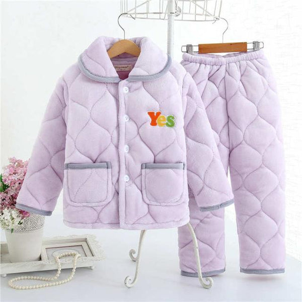 pijama infantil Kids clothes Winter Pajama sets Thicken Pijama set Baby Pajamas Children quilt flannel sleepwear Infant pajamas