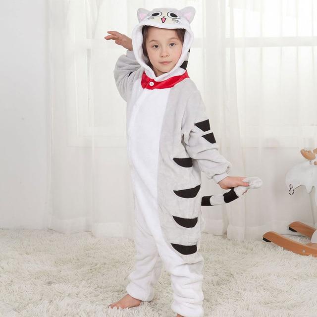 Children's Pajamas for Boys Girls Unicorn Pajamas Flannel Kids Stich Pijamas Set Animal Sleepwear Winter Onesies Kigurumi  4-12