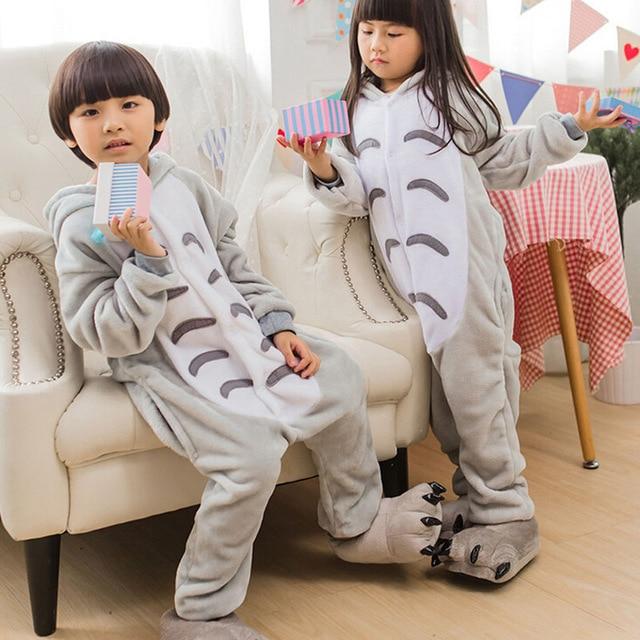 Children's Pajamas for Boys Girls Unicorn Pajamas Flannel Kids Stich Pijamas Set Animal Sleepwear Winter Onesies Kigurumi  4-12