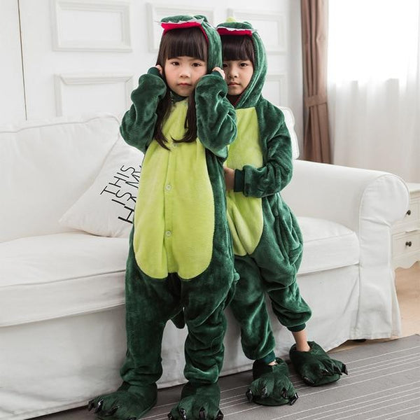 Children's Pajamas for Boys Girls Unicorn Pajamas Flannel Kids Stich Pijamas Set Animal Sleepwear Winter Onesies Kigurumi  4-12